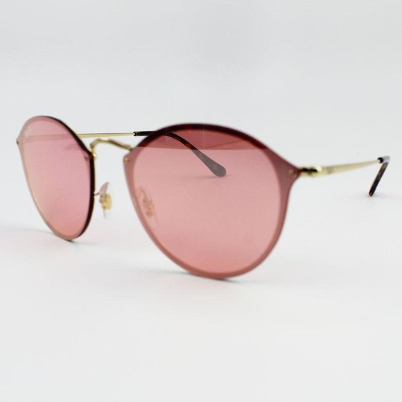 Ray-Ban Blaze Round Sunglasses Pink Mirrored Lens